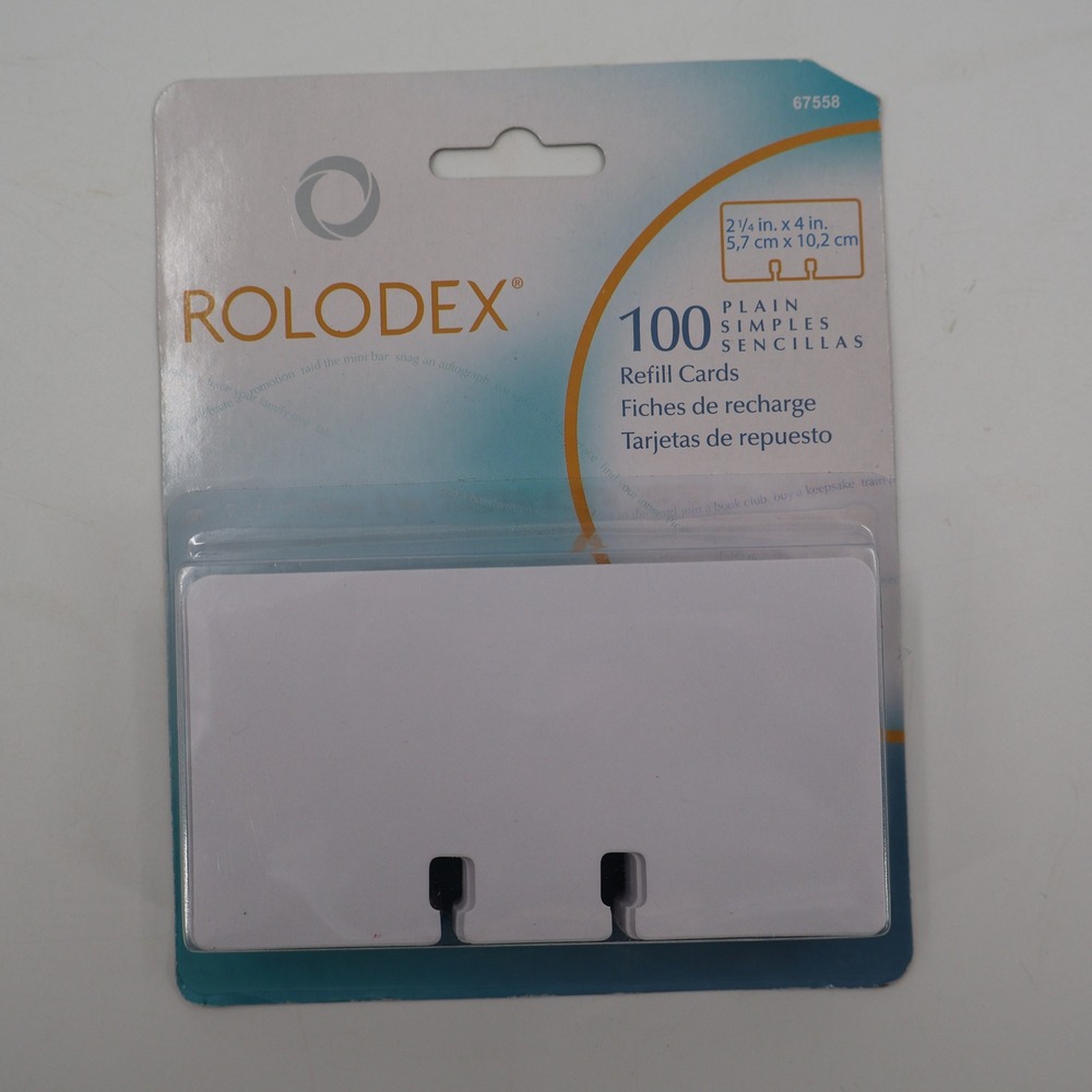 Rolodex Refill Cards 100 Count White 2.25x4 Plain Rotary File 67558 New
